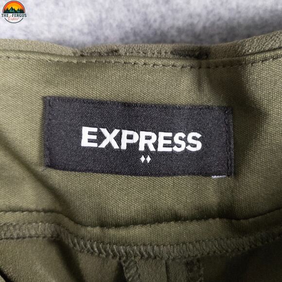 Express Ankle Pants Green Flat Front High-Rise Cargo Pockets Women's Size 12R - Picture 9 of 15